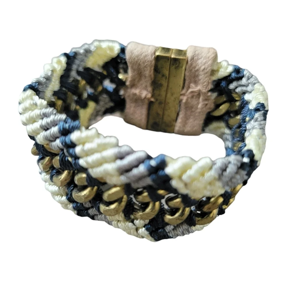 Blue and White Woven Magnetic Bracelet